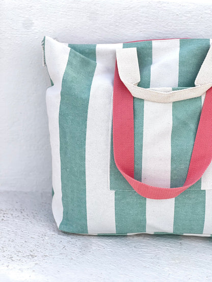 BOLSA CAROLA - RAYAS VERDE