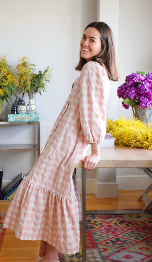 VESTIDO EUGENIA - MAXI VICHY ROSA