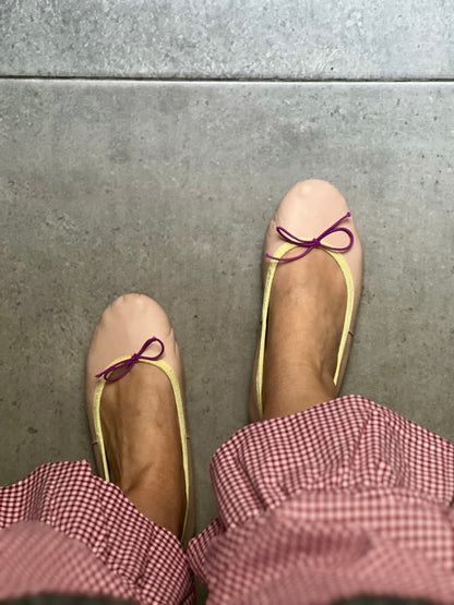 NUDE BALLERINAS WITH PASTEL YELLOW -