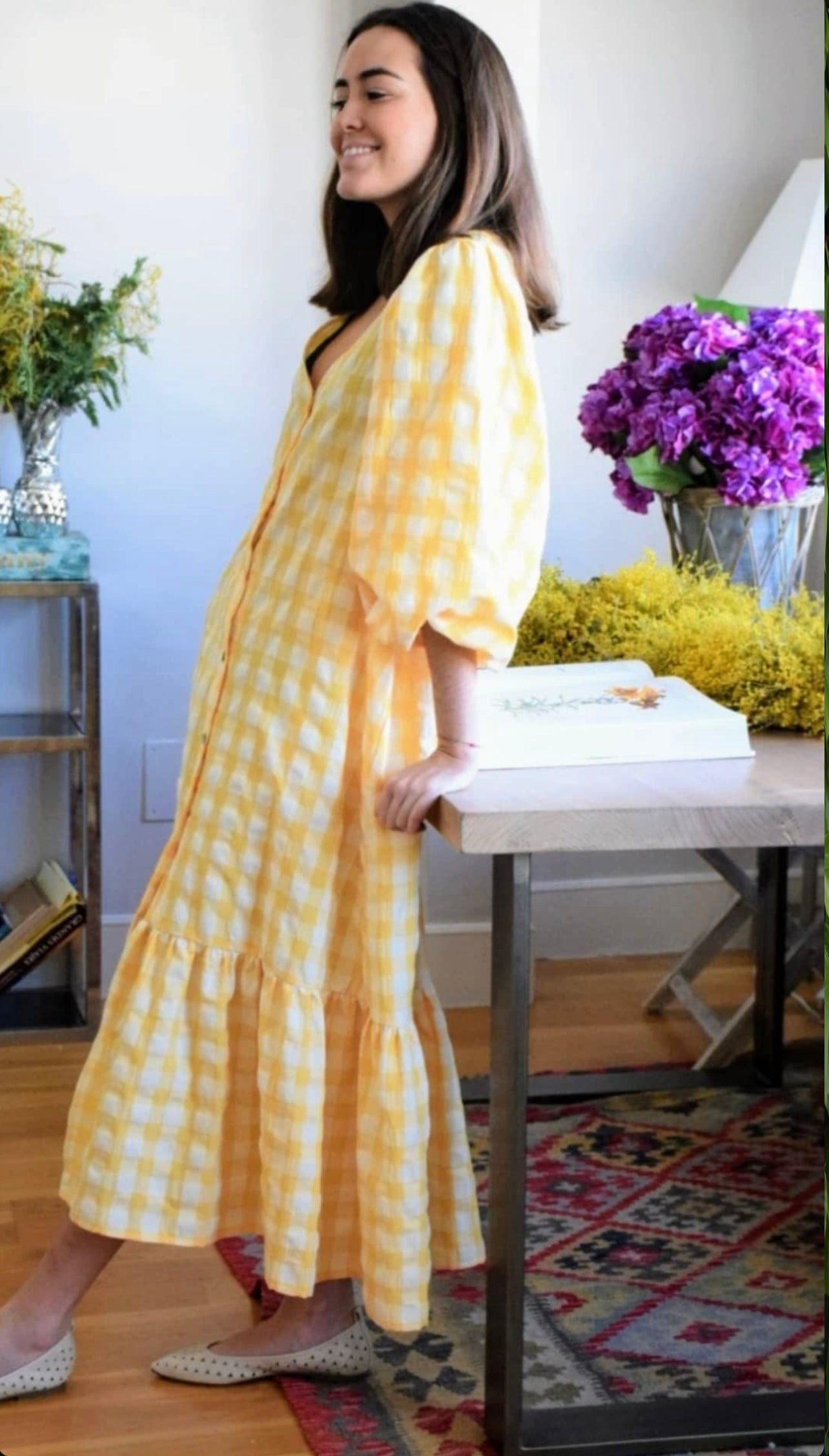 VESTIDO EUGENIA - MAXI VICHY AMARILLO