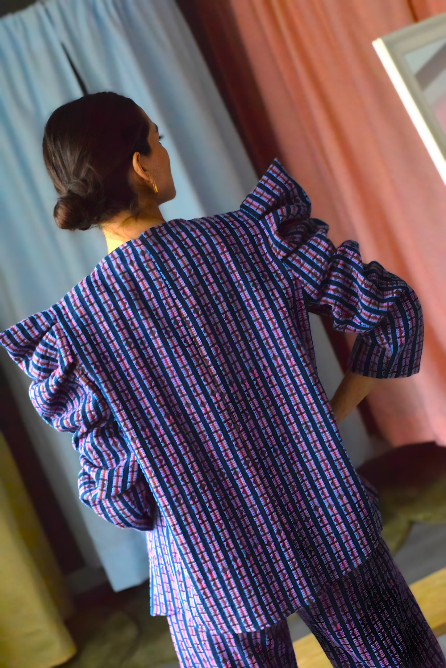 BEGOÑA OVERSHIRT - NAVY AND PINK