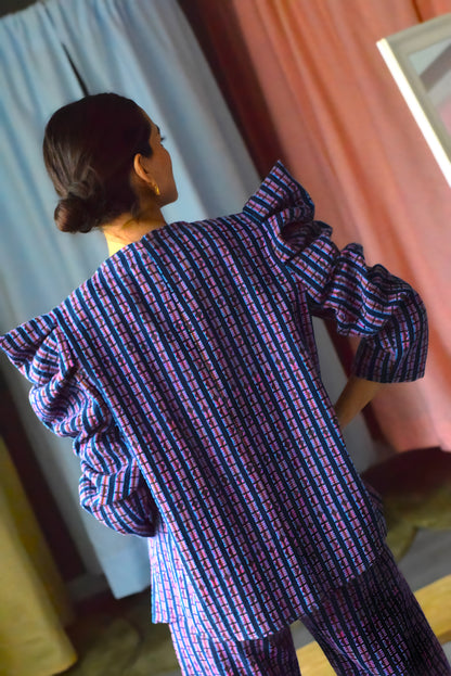 BEGOÑA OVERSHIRT - NAVY AND PINK