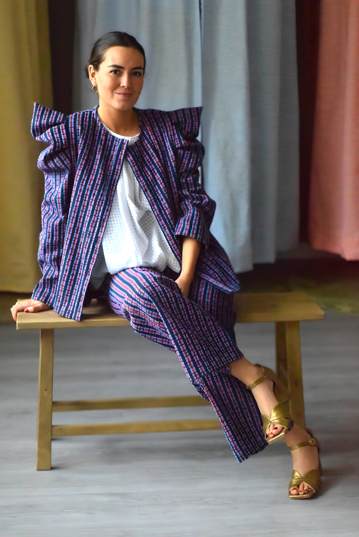 BEGOÑA OVERSHIRT - NAVY AND PINK