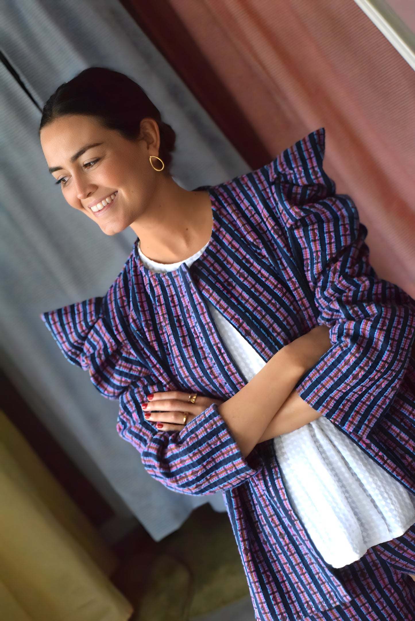 BEGOÑA OVERSHIRT - NAVY AND PINK