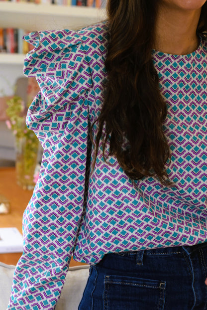 BLUSA BEGOÑA - MORADA Y VERDE - PREORDER 12 NOVIEMBRE