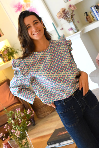 BLUSA BEGOÑA - MORADA Y VERDE - PREORDER 12 NOVIEMBRE