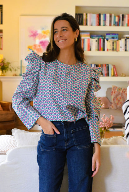 BLUSA BEGOÑA - MORADA Y VERDE - PREORDER 12 NOVIEMBRE