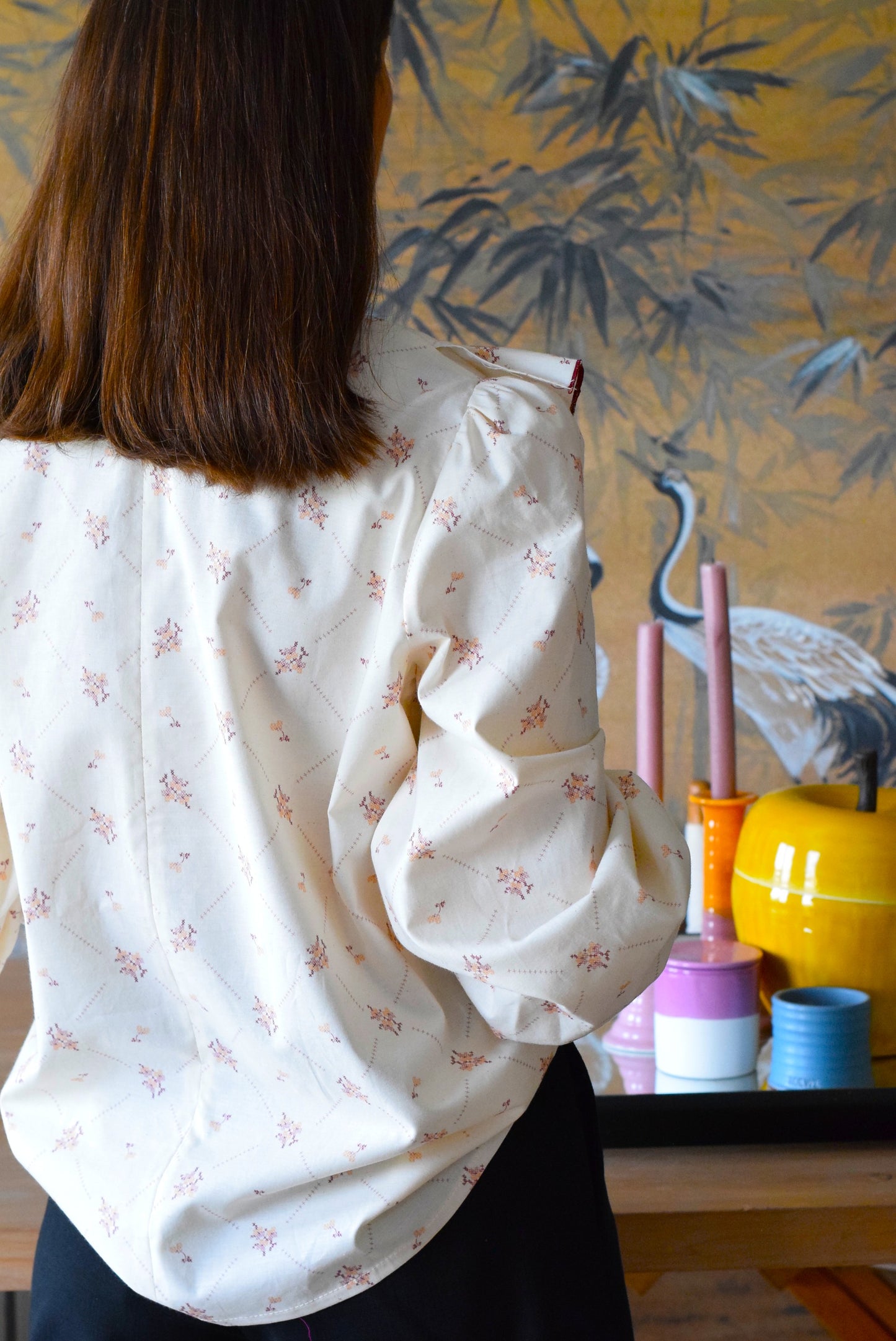 BLUSA ALBERTA - FLOR SALMÓN - PREORDER 15 SEPTIEMBRE
