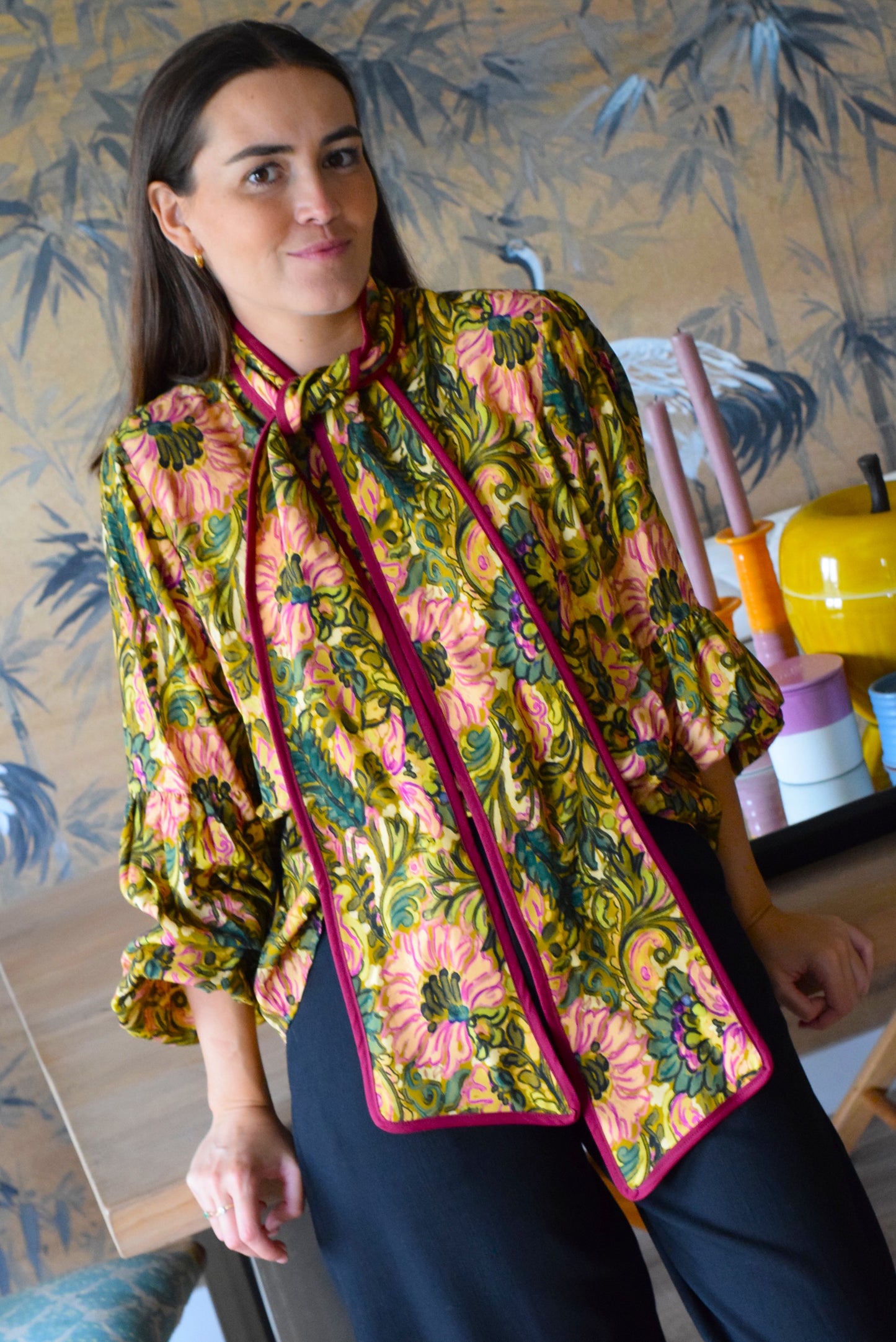 BLUSA GABRIELA - FLORES VERDE - PREORDER 17 SEPTIEMBRE