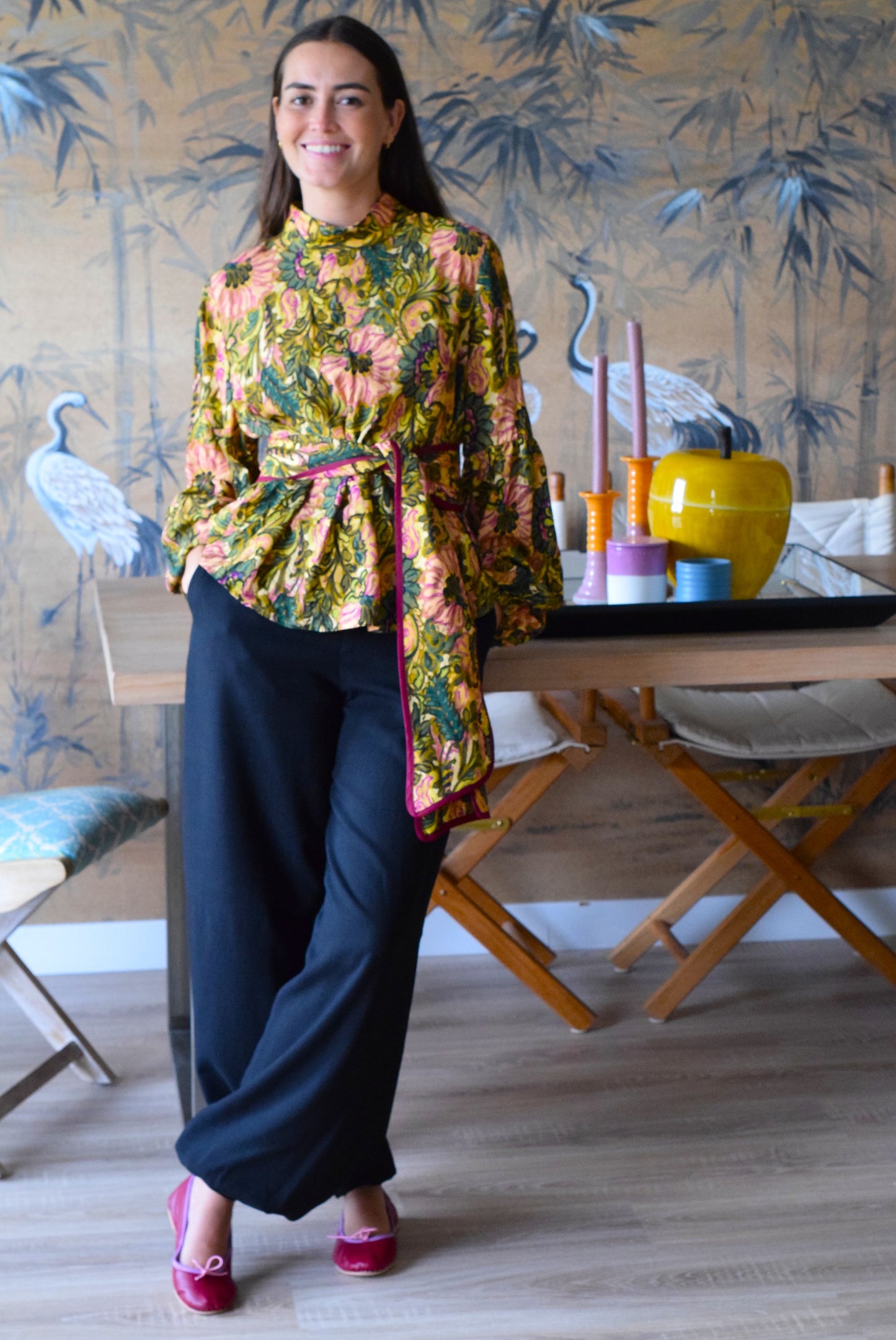 BLUSA GABRIELA - FLORES VERDE - PREORDER 17 SEPTIEMBRE