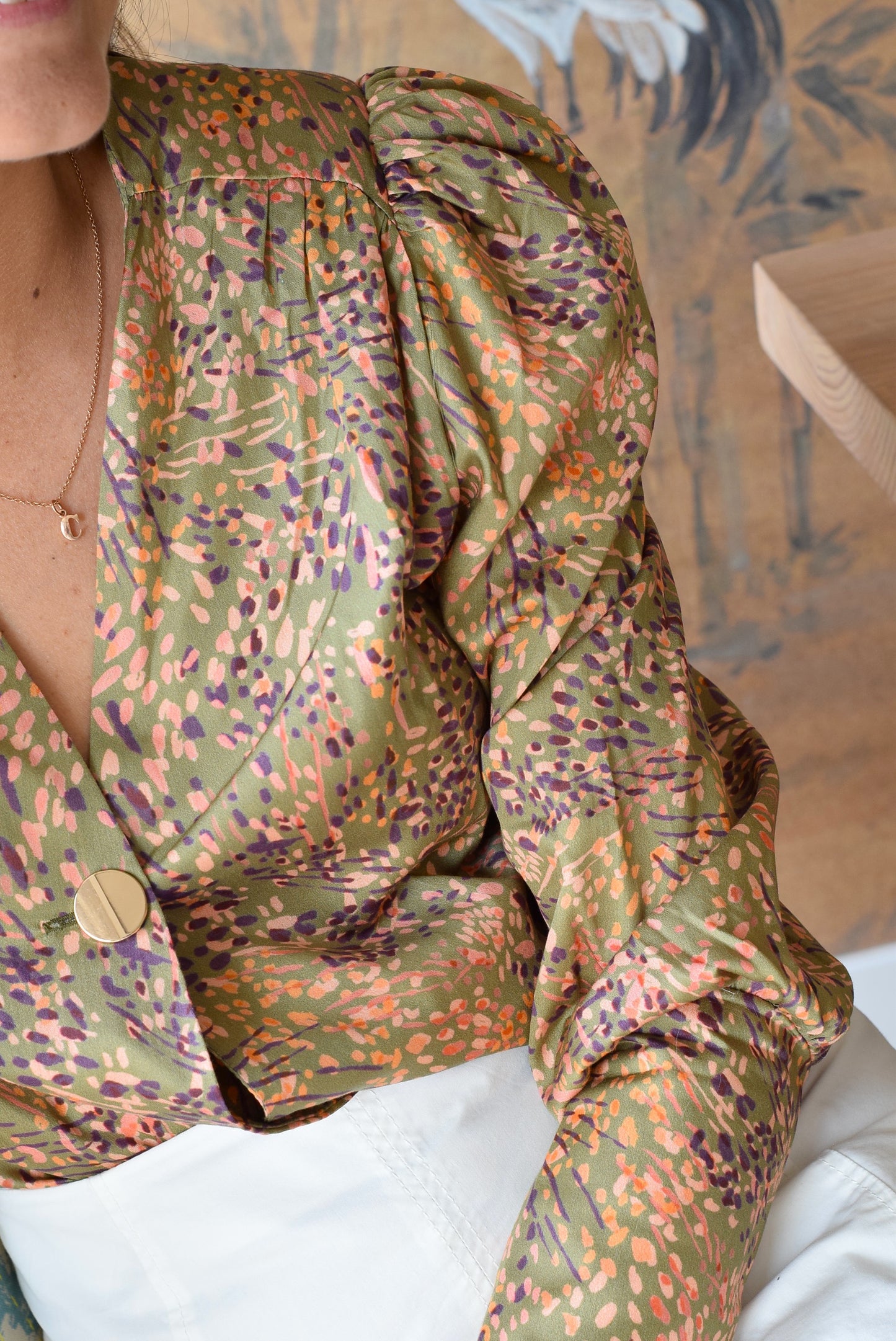 BLUSA FABIOLA - MOTAS VERDE - PREORDER 15 SEPTIEMBRE