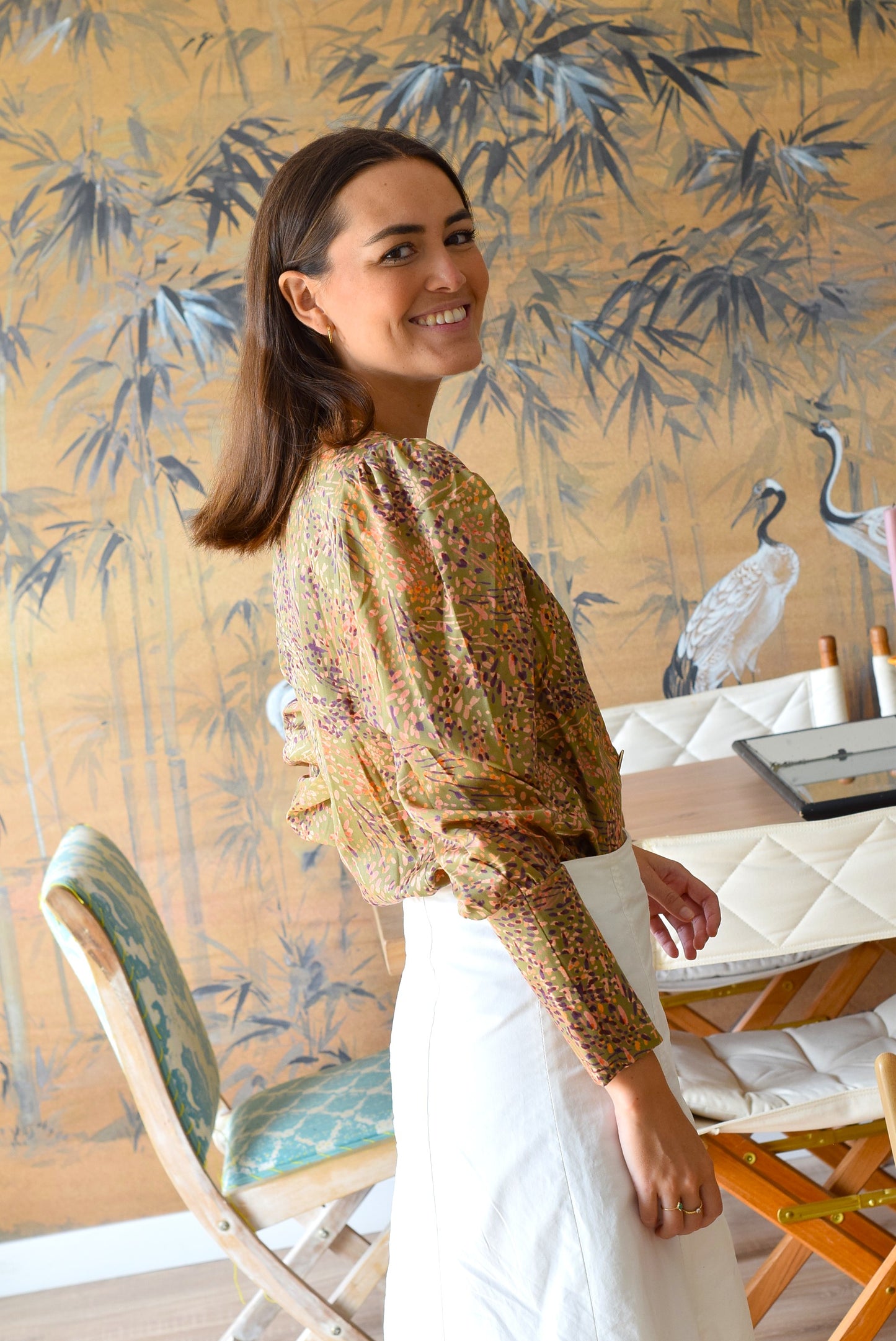 BLUSA FABIOLA - MOTAS VERDE - PREORDER 15 SEPTIEMBRE