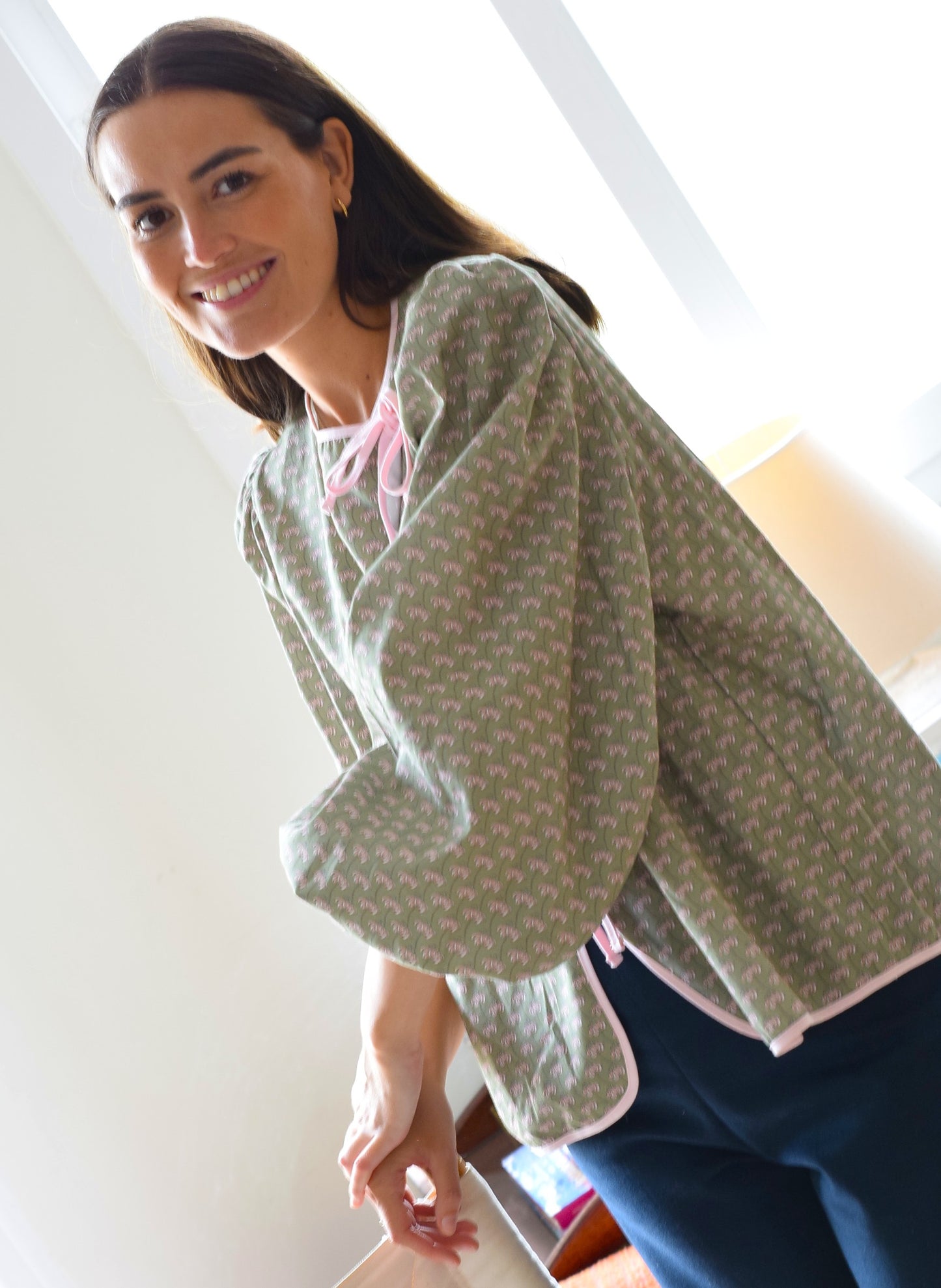 BLUSA FEDERICA - VERDE Y ROSA - PREORDER 9 OCTUBRE