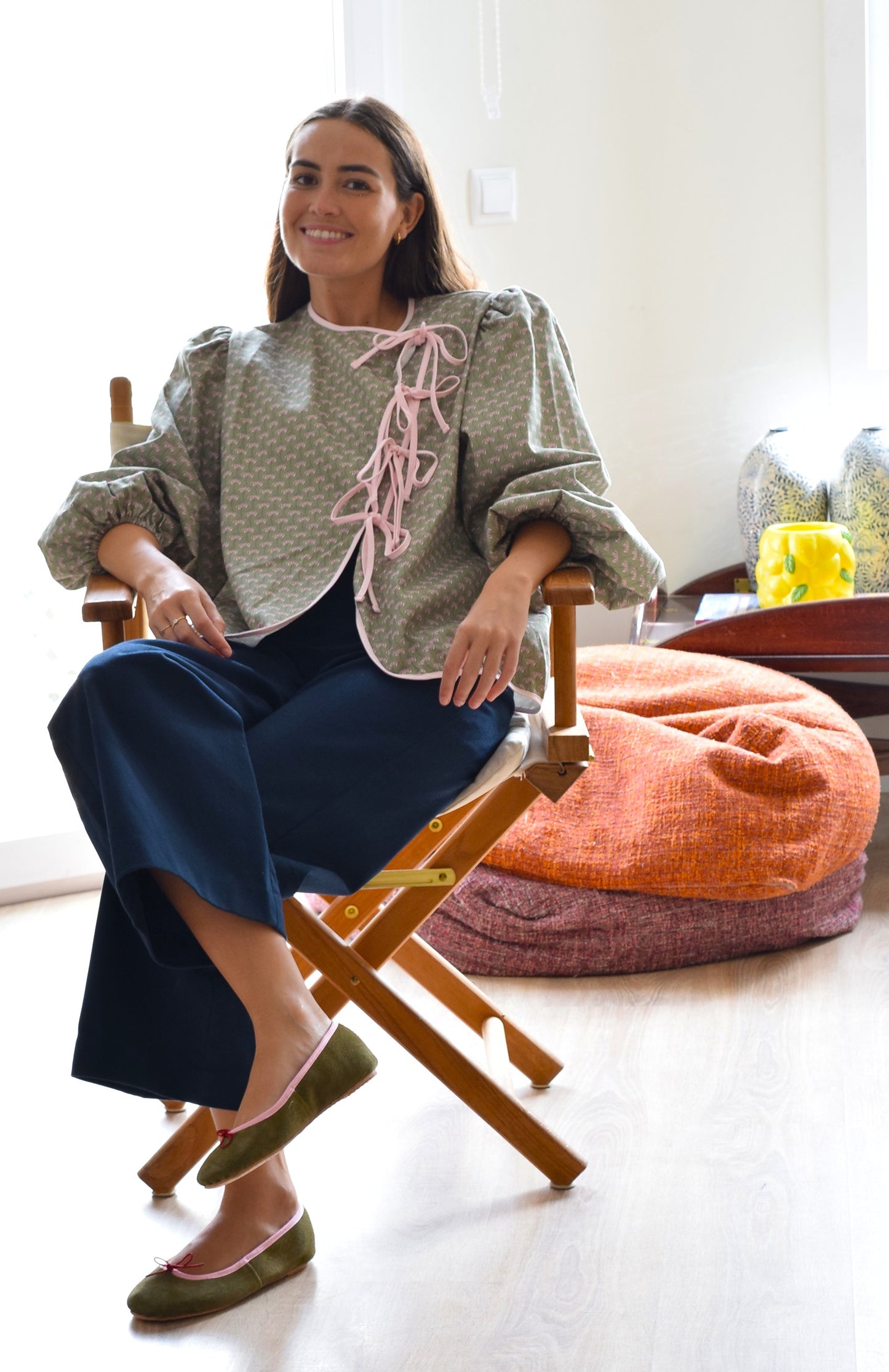BLUSA FEDERICA - VERDE Y ROSA - PREORDER 9 OCTUBRE