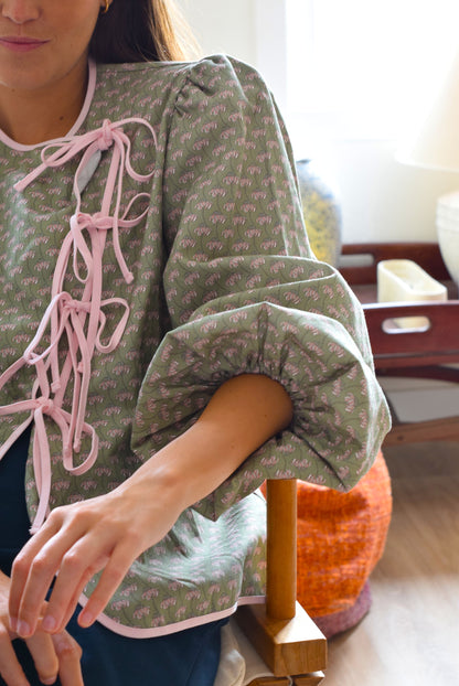 BLUSA FEDERICA - VERDE Y ROSA - PREORDER 9 OCTUBRE