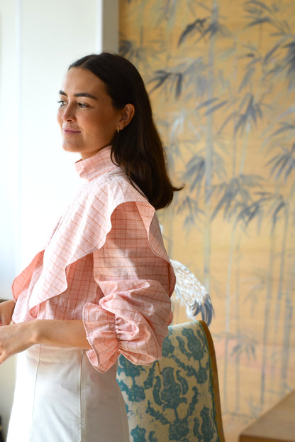 BLUSA FLAVIA - CUADRO ROSA CLARO -