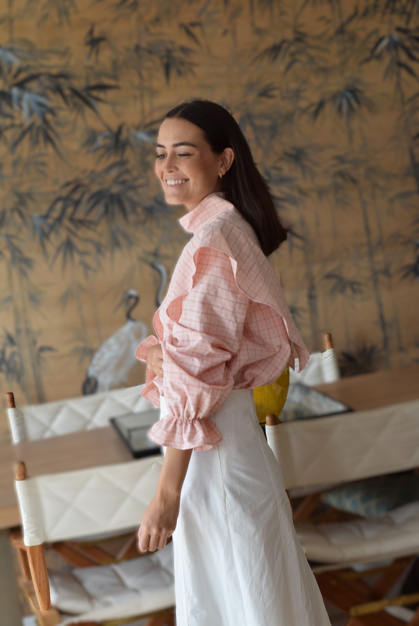 BLUSA FLAVIA - CUADRO ROSA CLARO -