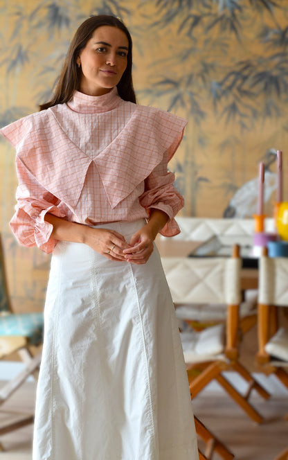 BLUSA FLAVIA - CUADRO ROSA CLARO -