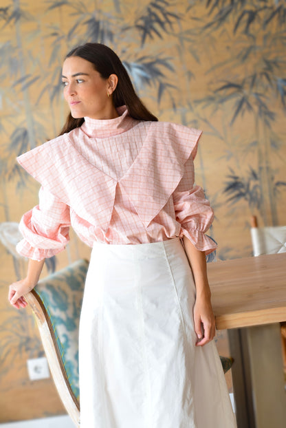 BLUSA FLAVIA - CUADRO ROSA CLARO -