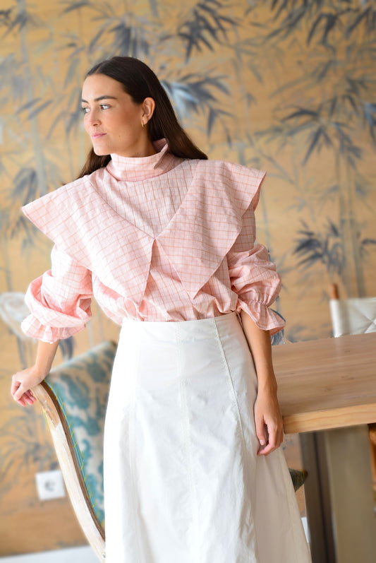 BLUSA FLAVIA - CUADRO ROSA CLARO -