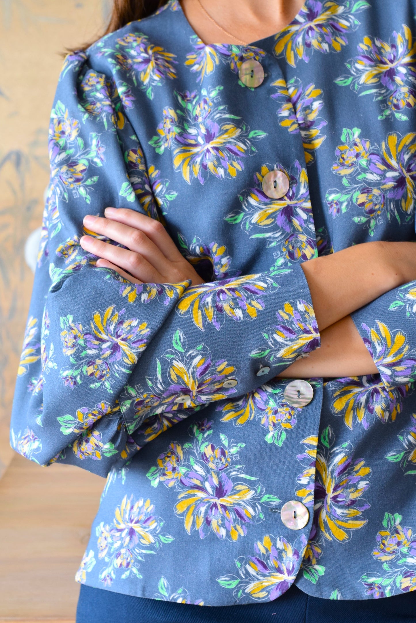 BLUSA HILDA - FLOR AZUL