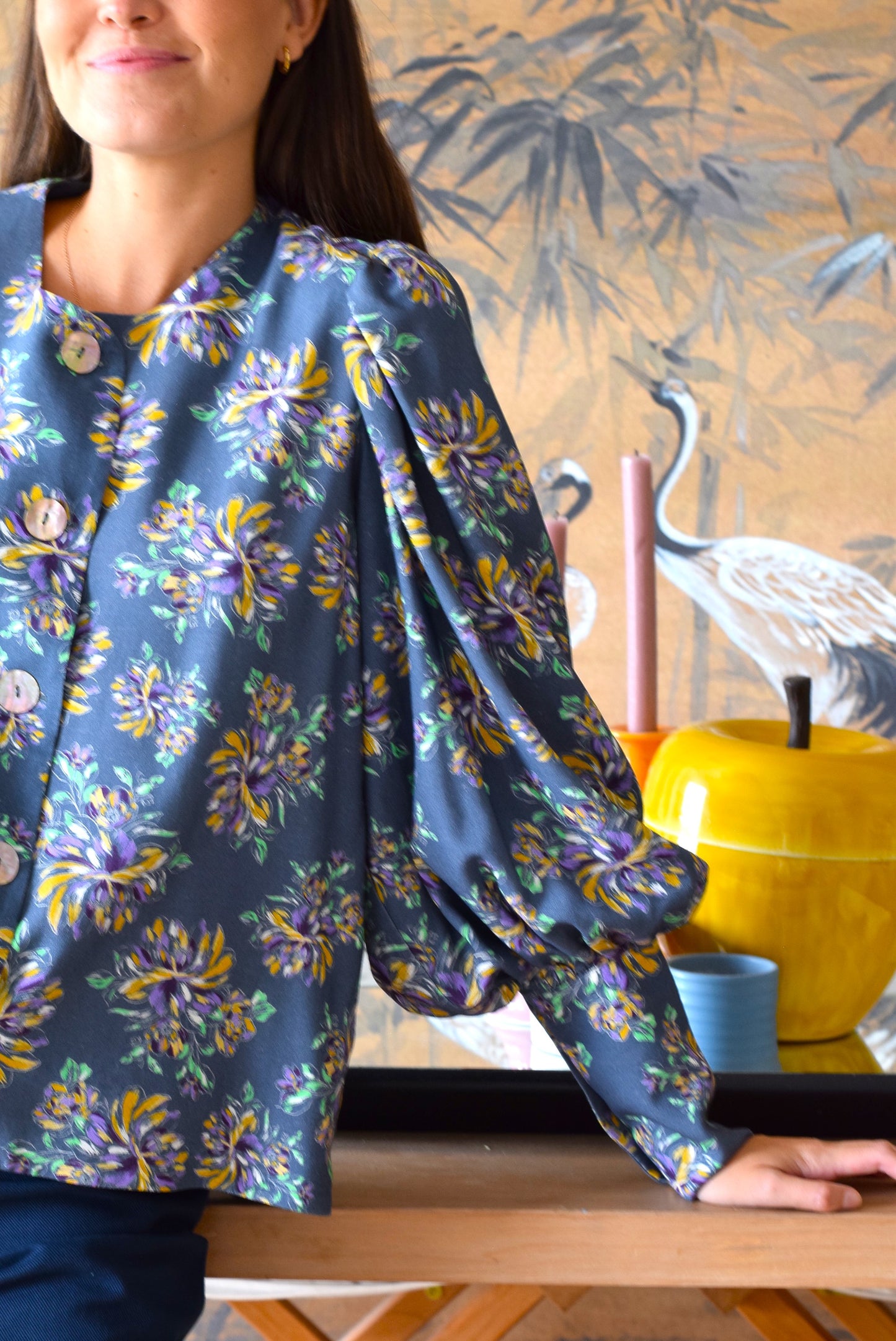 BLUSA HILDA - FLOR AZUL
