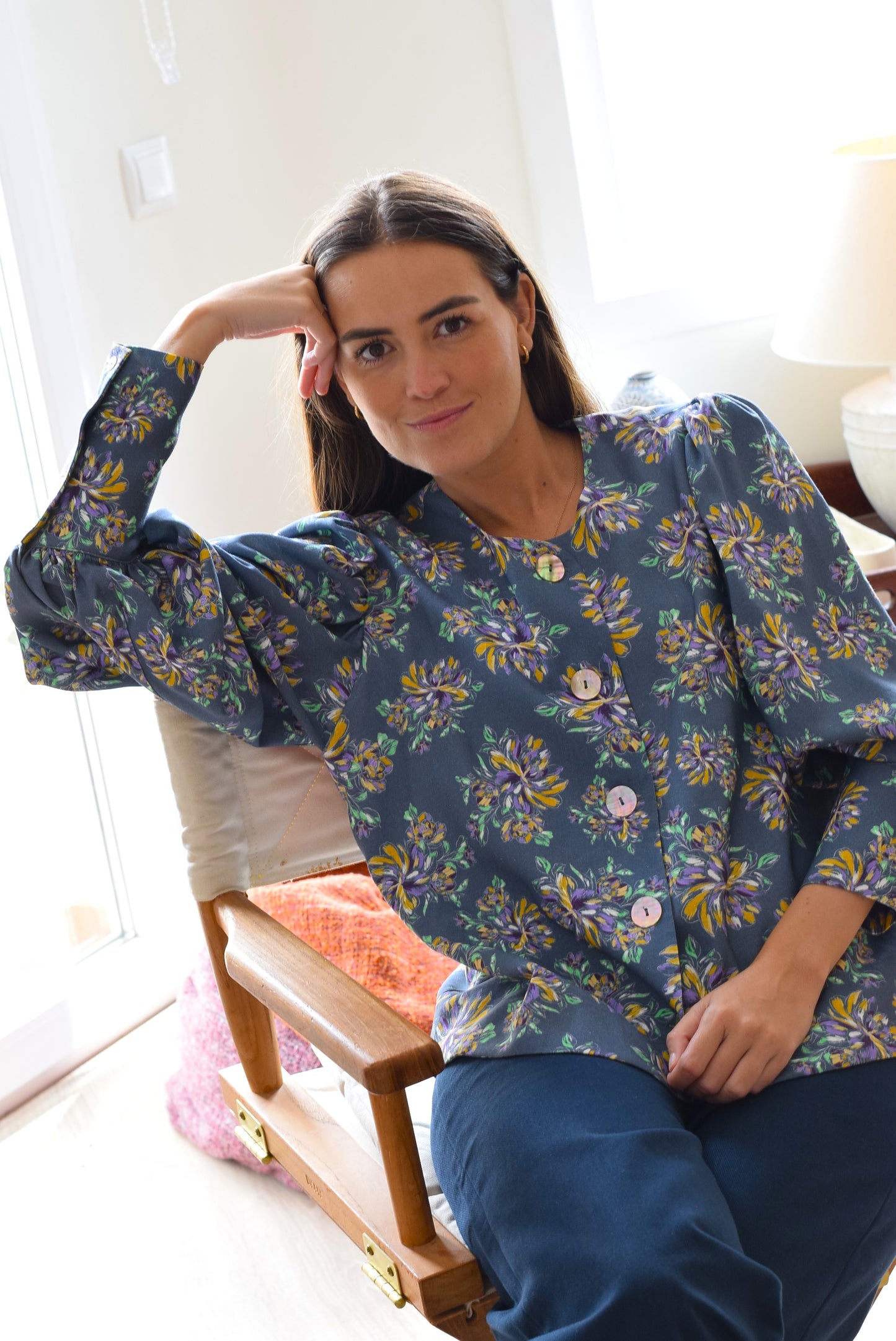 BLUSA HILDA - FLOR AZUL