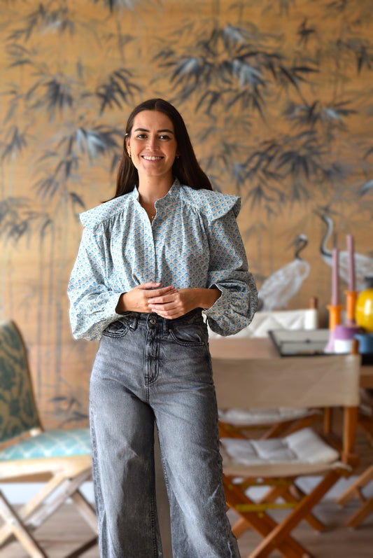 BLUSA MATILDE -  FLOR AZUL