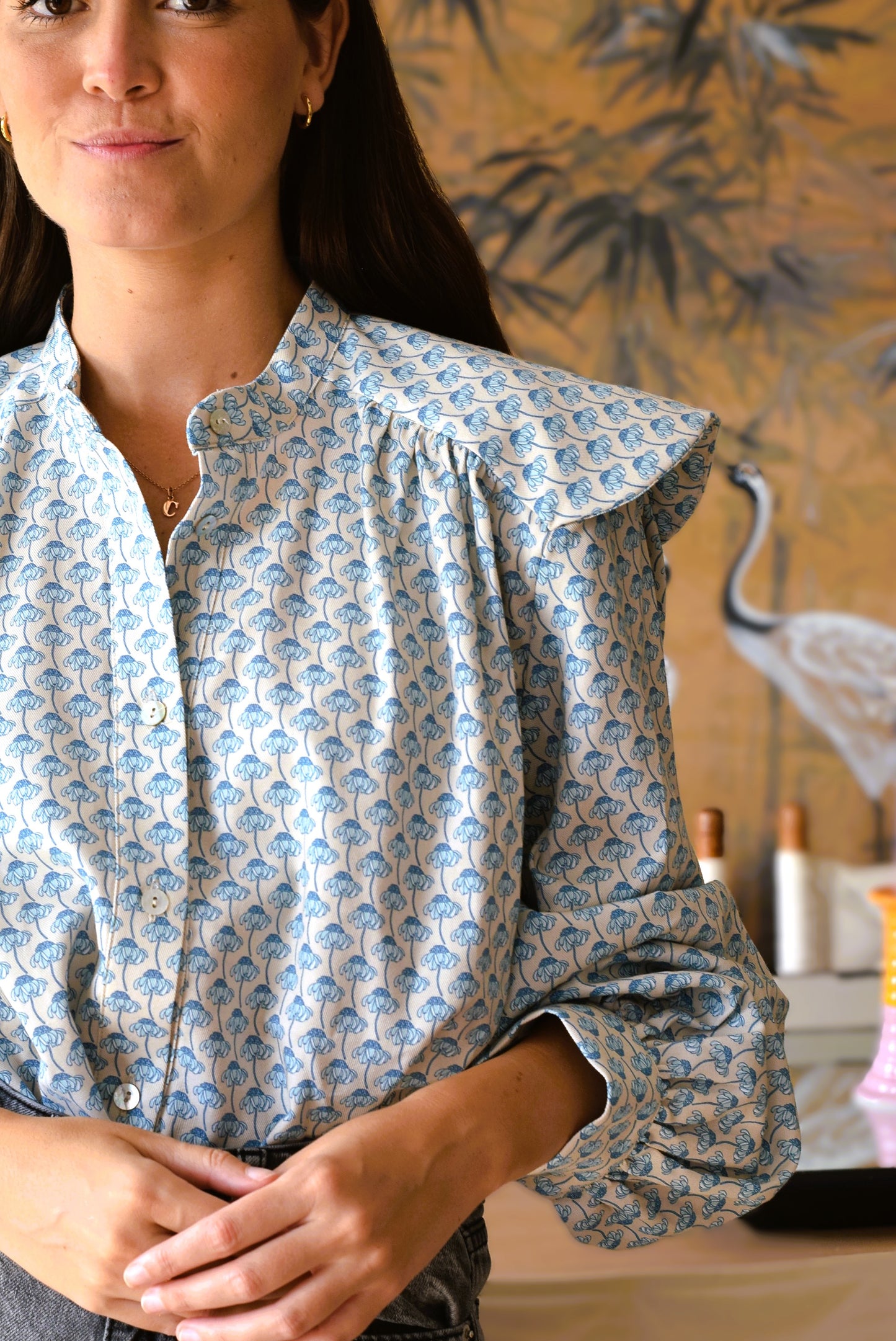 BLUSA MATILDE -  FLOR AZUL