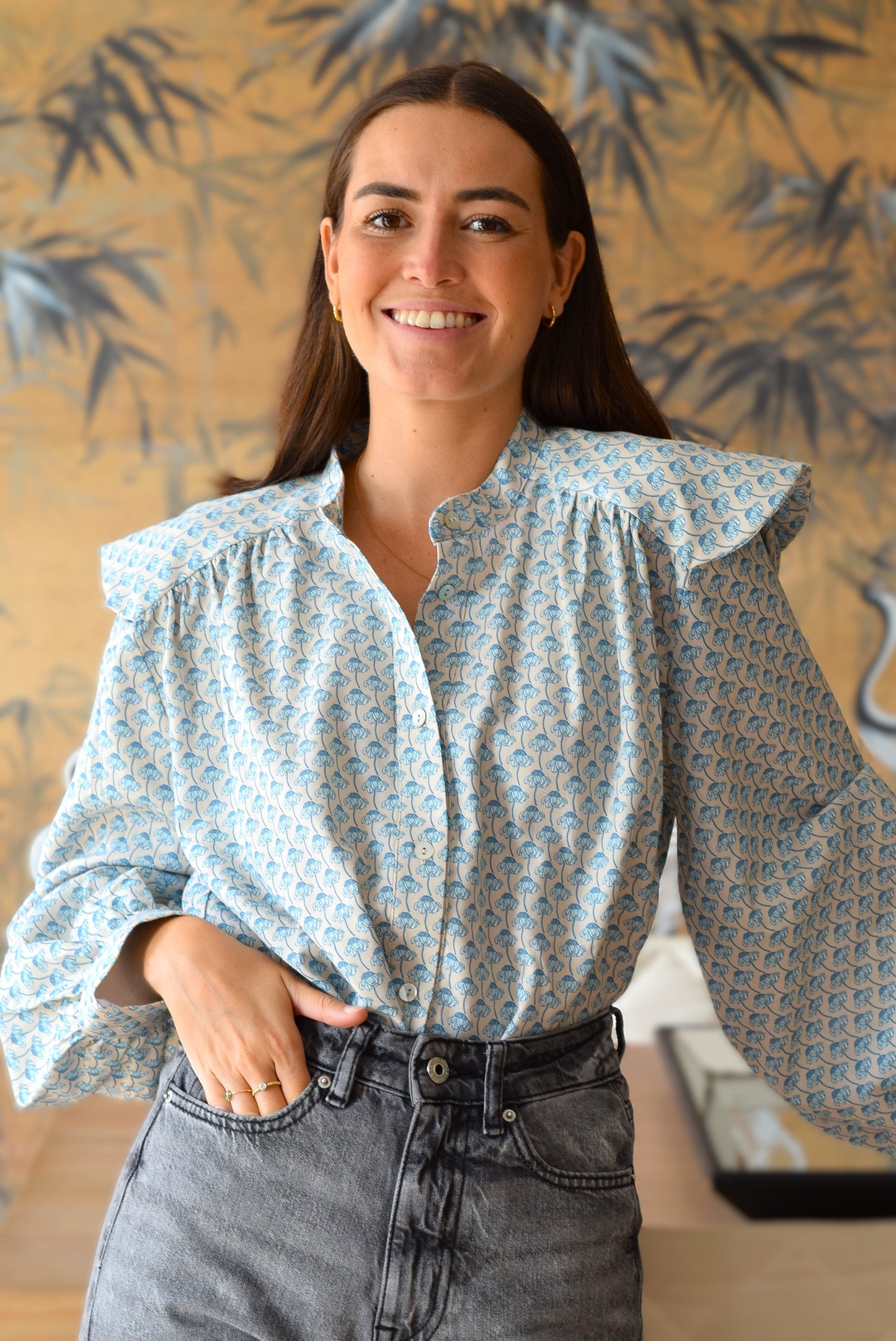 BLUSA MATILDE -  FLOR AZUL