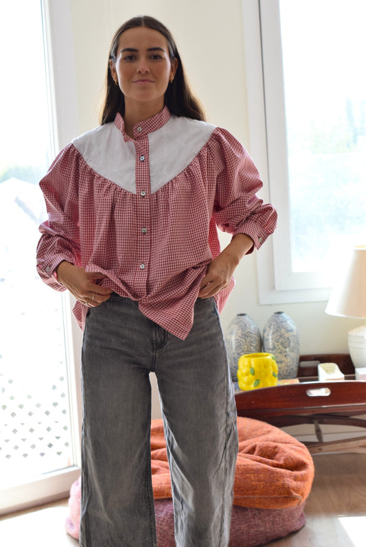 BLUSA PATRICIA - VICHY GRANATE - PREORDER 15 SEPTIEMBRE