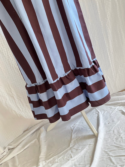 VESTIDO CONSTANZA - RAYAS AZUL Y MARRÓN