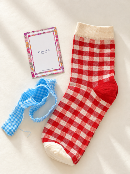CALCETINES VICHY - ROJO