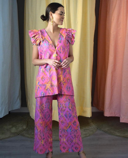 PANTALONES SOL -  IKAT FRESA - PREORDER 4 MARZO