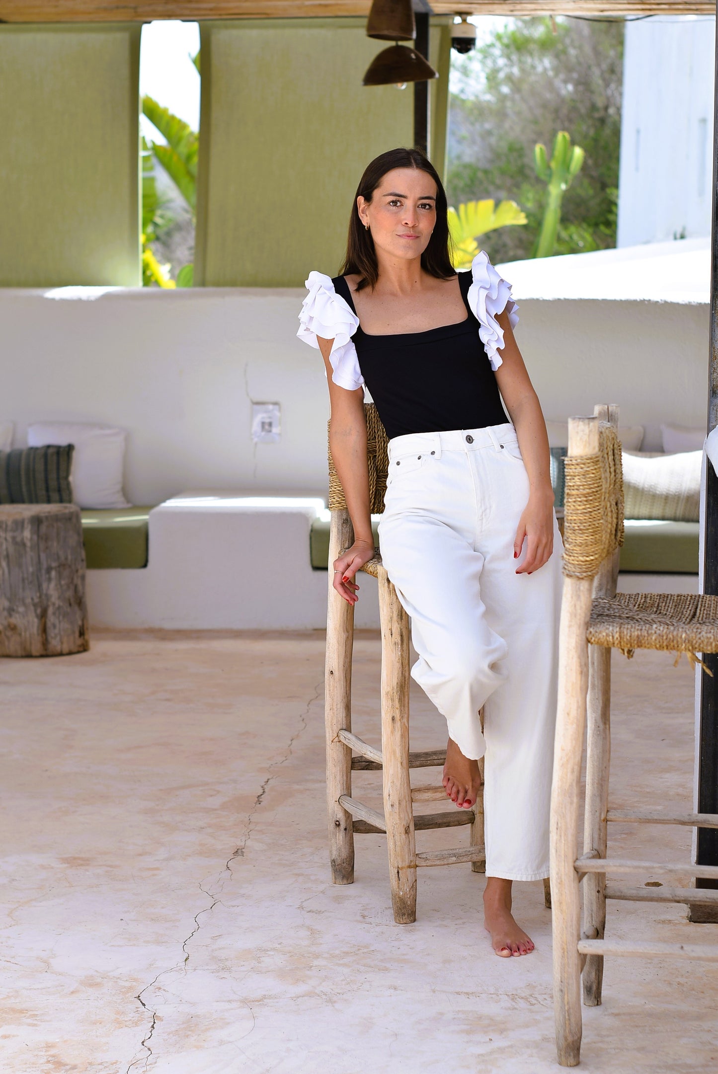 TRAJE DE BAÑO - CARMEN - NEGRO Y BLANCO -
