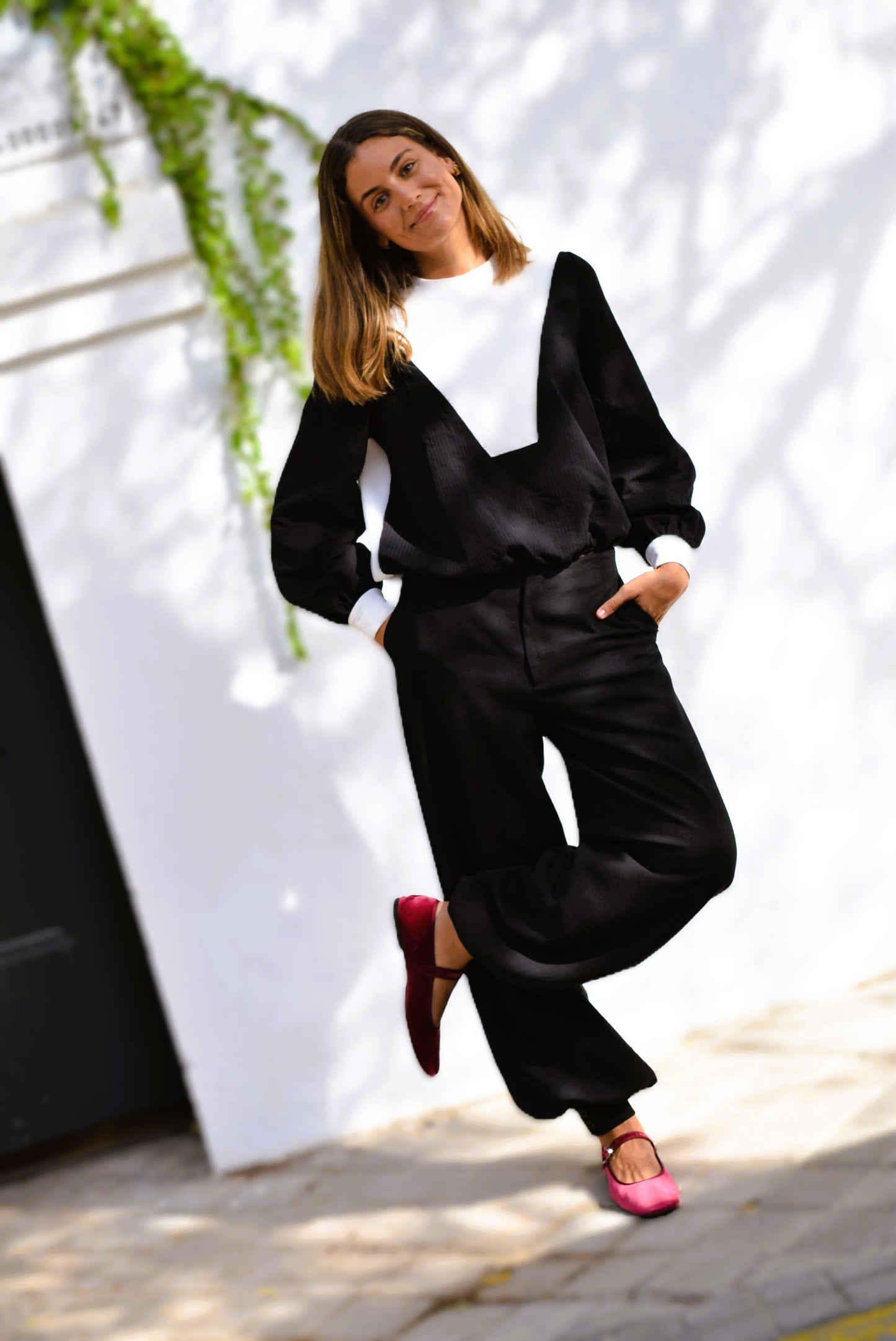 BLUSA CAROLA - NEGRA Y BLANCA