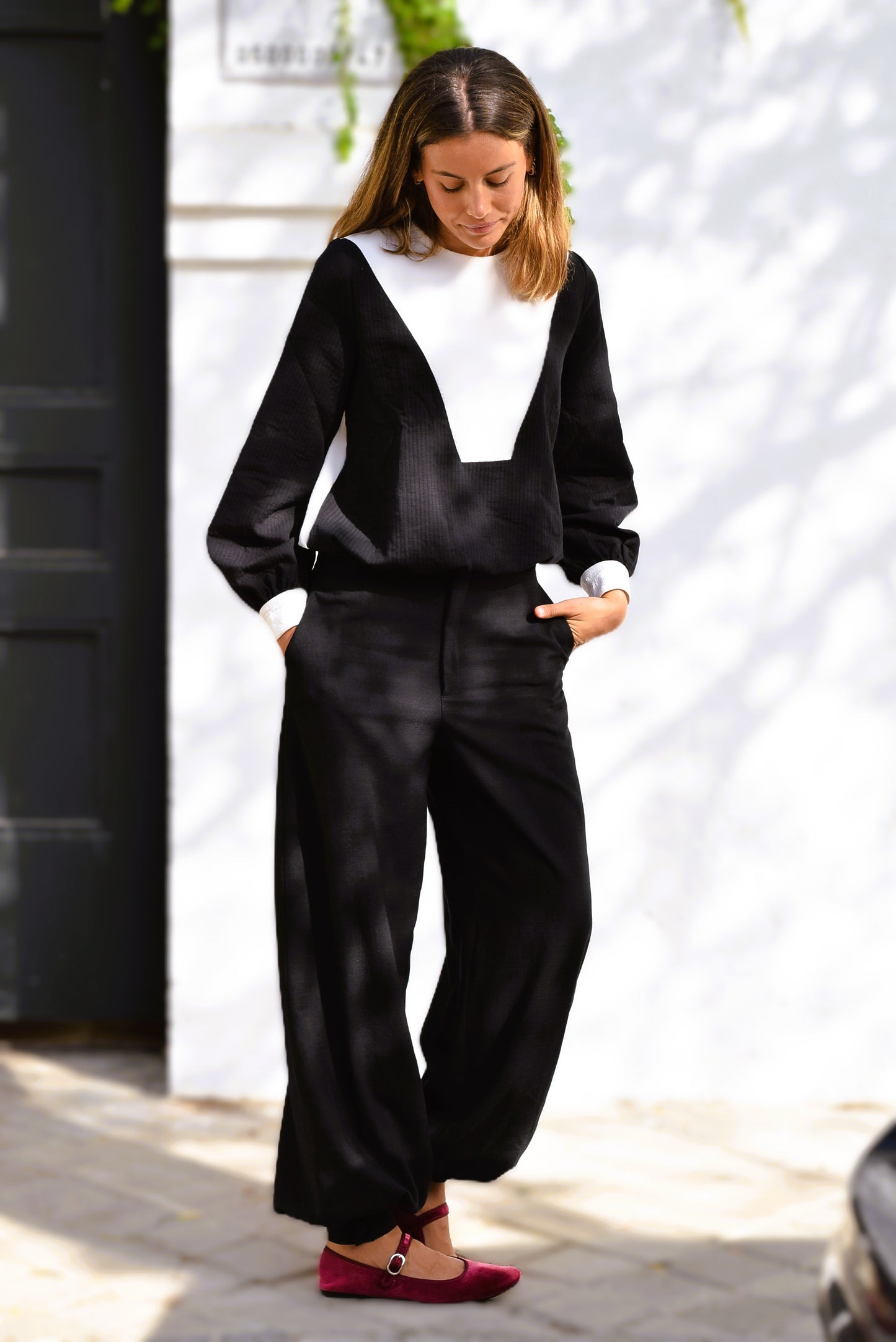 BLUSA CAROLA - NEGRA Y BLANCA