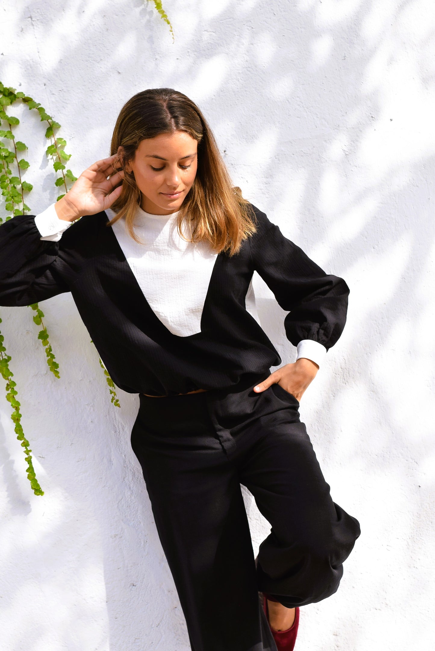 BLUSA CAROLA - NEGRA Y BLANCA