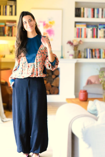 BLUSA CAROLA - FLORES Y TERCIOPELO -