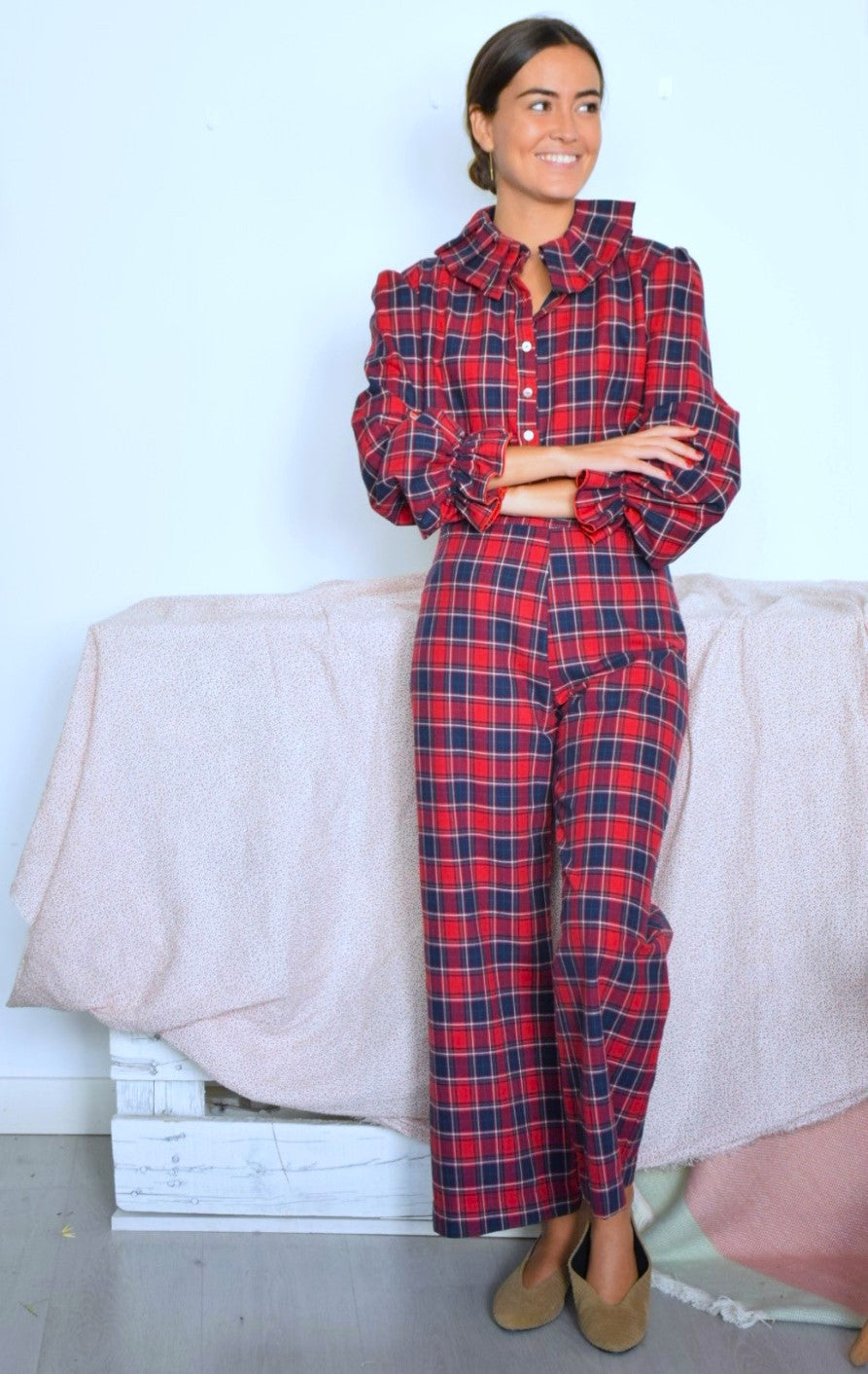 PANTALONES SOL - TARTAN ROJO - PREORDER 26 NOVIEMBRE