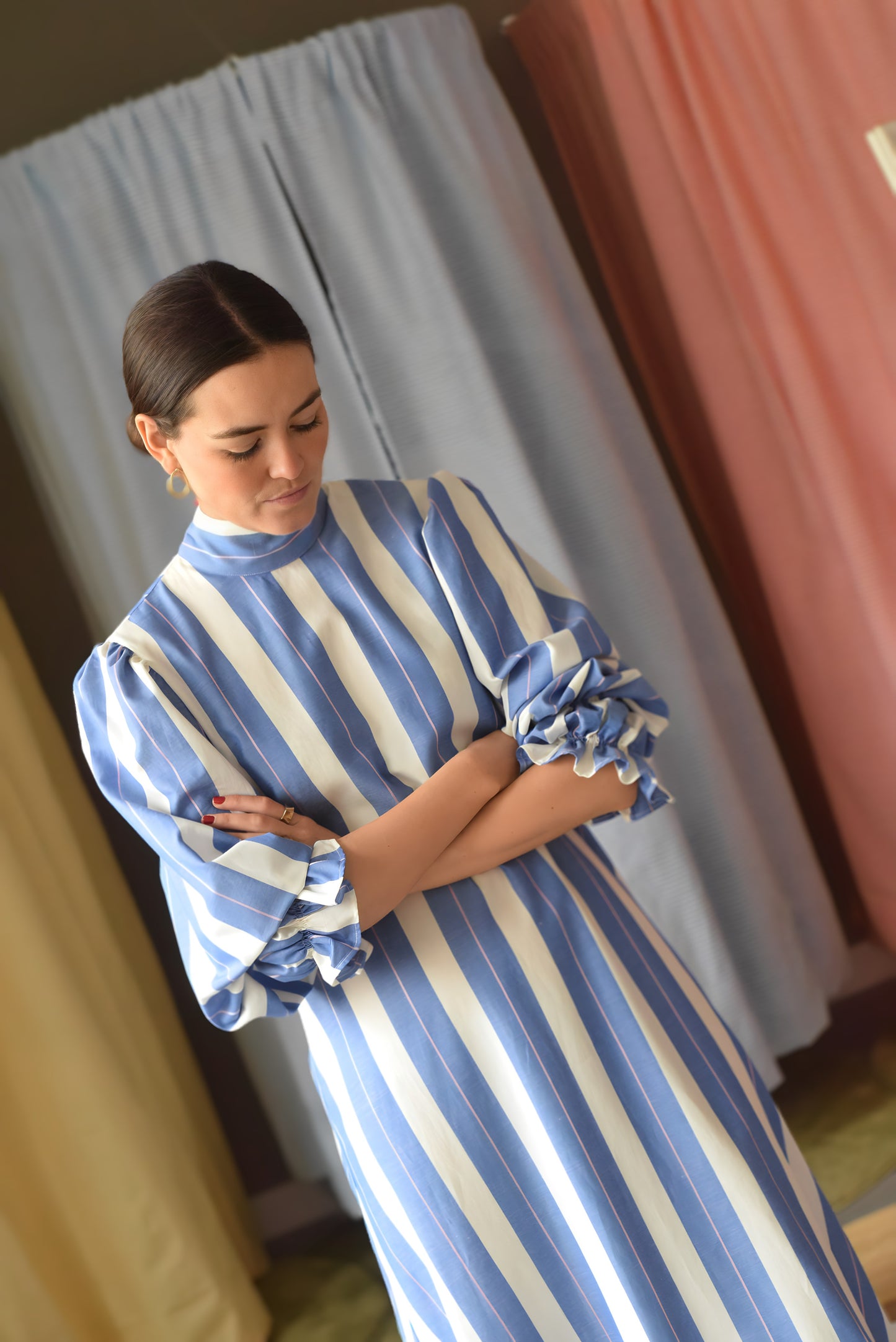 VESTIDO CLEMENTINA - RAYAS AZULES - PREORDER 5 ABRIL