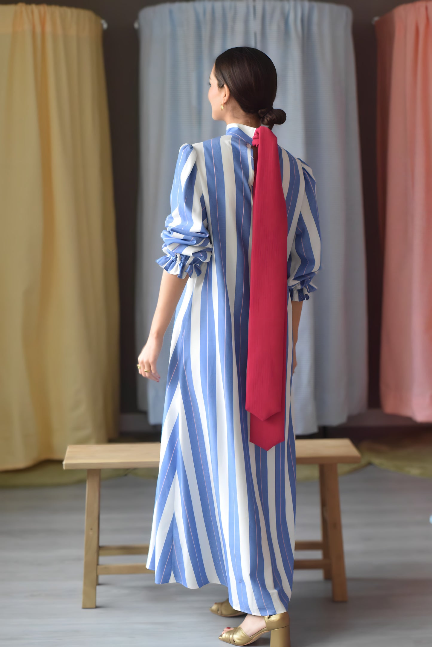 VESTIDO CLEMENTINA - RAYAS AZULES - PREORDER 5 ABRIL