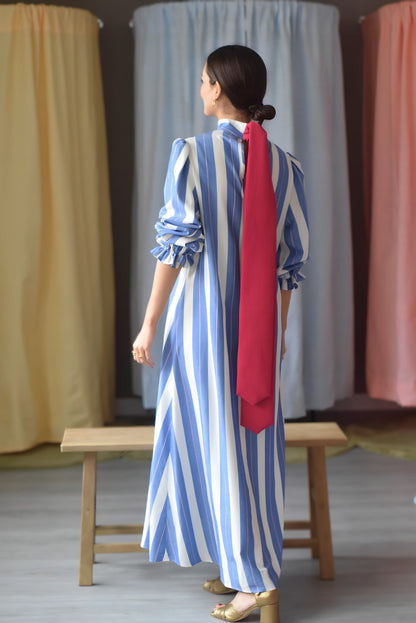 VESTIDO CLEMENTINA - RAYAS AZULES - PREORDER 5 ABRIL