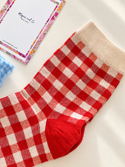 CALCETINES VICHY - ROJO