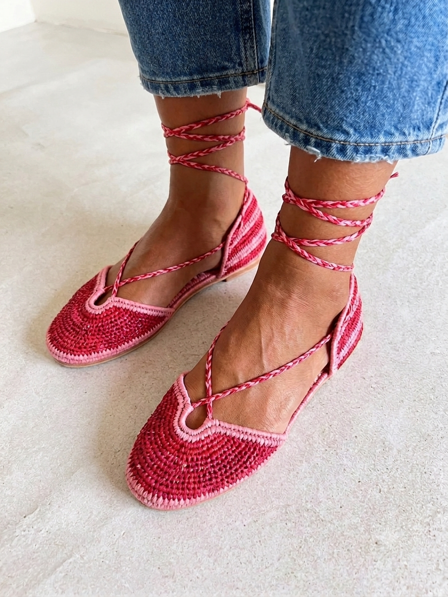 SANDALIAS TULUM - ROJAS Y ROSA -