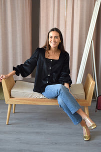BLUSA CLAUDIA - TERCIOPELO NEGRA -