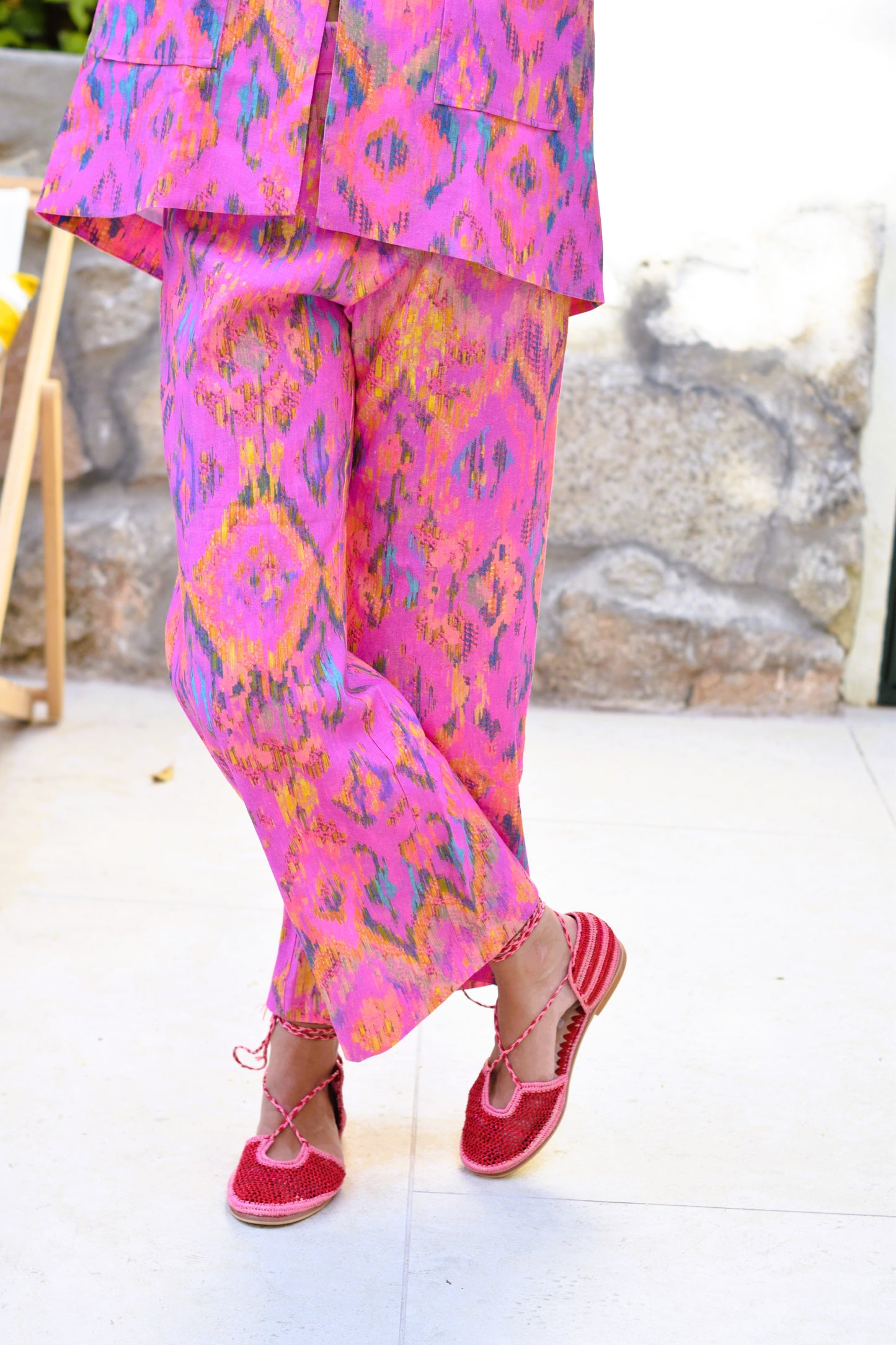 PANTALONES SOL -  IKAT FRESA -