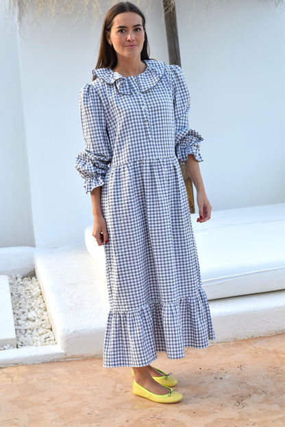 VESTIDO PÍA - VICHY GRIS - PREORDER 22 DE MAYO