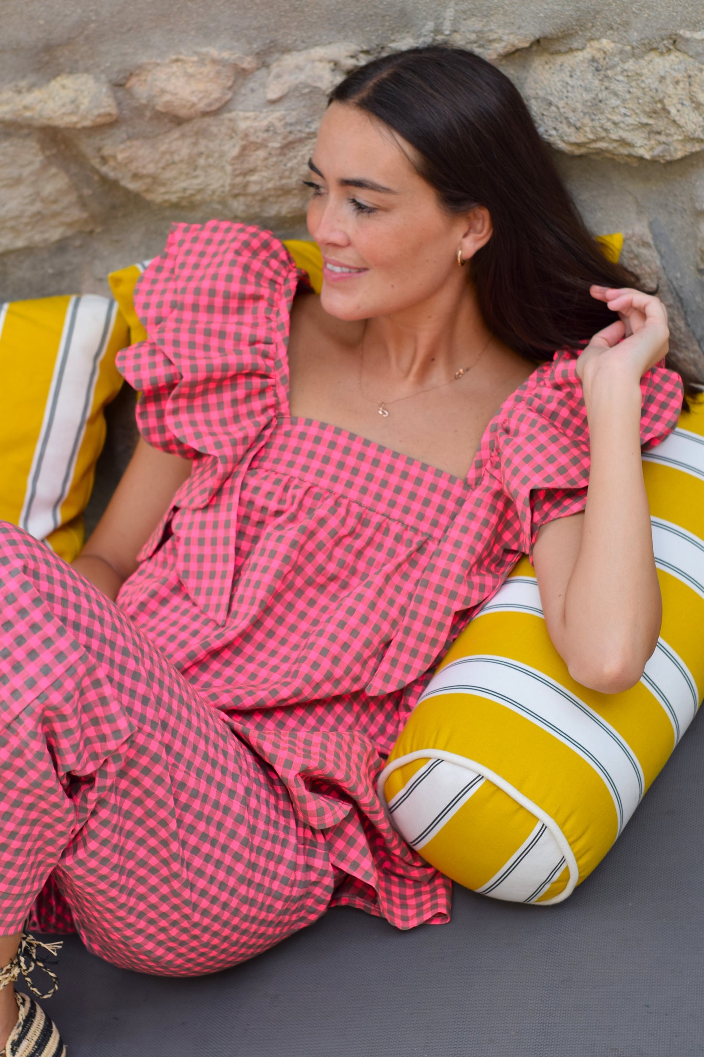 BLUSA INÉS - VICHY FUCSIA - PREORDER 10 JULIO