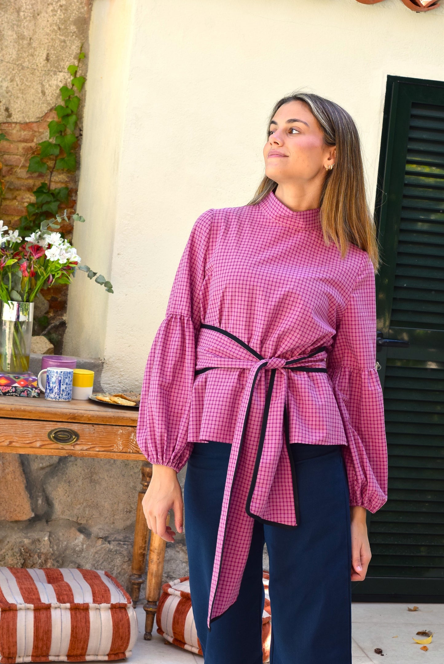 BLUSA GABRIELA -CUADRO ROSA